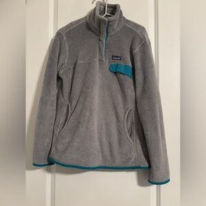 Patagonia Women's Grey/Teal Re-Tool Snap-T Fleece Pullover- SIZE LARGE
